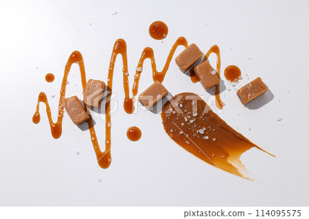 Cubes of salted caramel on a white background 114095575