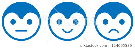 Character face icon blue Character face icon blue 114095589