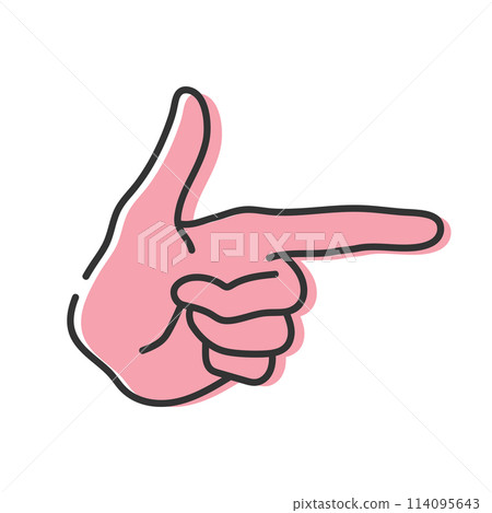 Hand with index finger line icon. Hand with pointing finger isolated on white background. Vector illustration Hand with index finger line icon. Hand with pointing finger isolated on white background. Vector illustration 114095643
