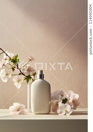 Natural skincare cosmetics bottles background 114095804