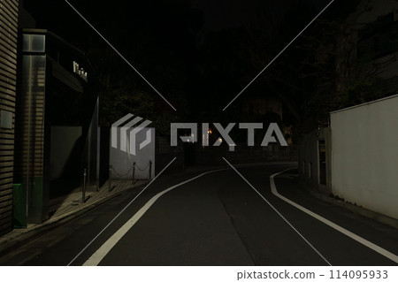 午夜的住宅區，黑暗的小巷，安靜住宅區的夜路 114095933