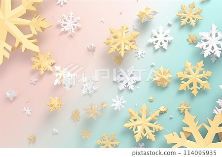 Multicolor snowflakes on candy pastel background 114095935