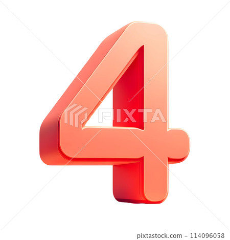 3d red number four 114096058