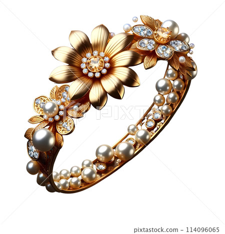gold bracelet isolated on the white background 114096065