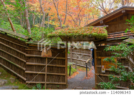 Autumn leaves at the entrance to Gion-ji Temple (Ojo-in Nunnery) in Saga, Ukyo Ward, Kyoto City 114096343