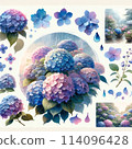 Hydrangea watercolor frame set 114096428