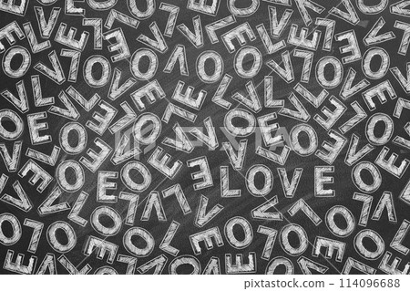 Abstract Love Letters Scattered on a Blackboard Surface Abstract Love Letters Scattered on a Blackboard Surface 114096688
