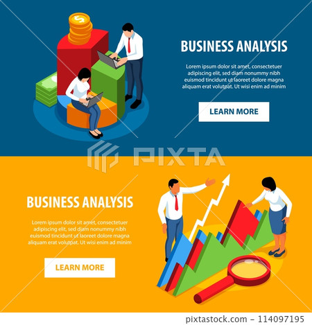 Business analytics banners in isometric view 114097195