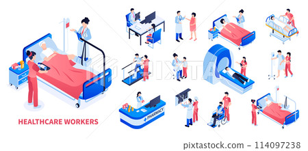 Health workers icons in isometric view 114097238