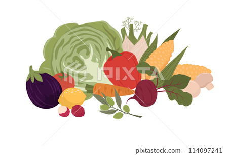 Healthy food composition in flat style 114097241