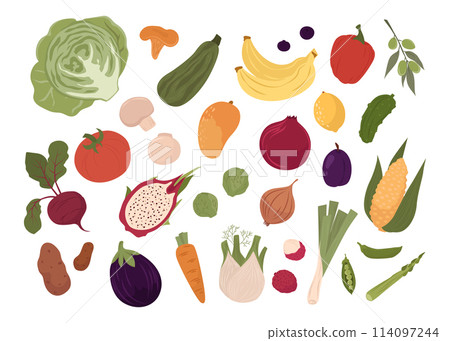 Healthy food elements in flat style 114097244