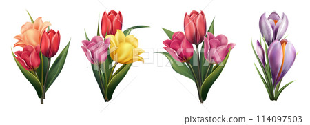 Spring bouquets in realistic design 114097503