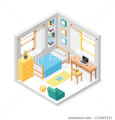Isometric bedroom composition 114097512