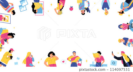 Trendy women background in flat design 114097531