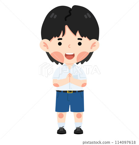 Kid thai student greeting sawasdee Kid thai student greeting sawasdee 114097618
