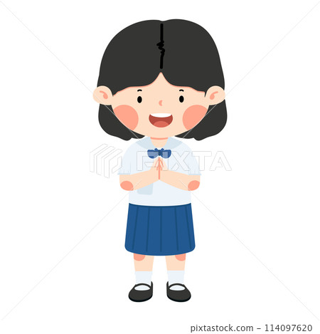Kid girl student greeting sawasdee Kid girl student greeting sawasdee 114097620