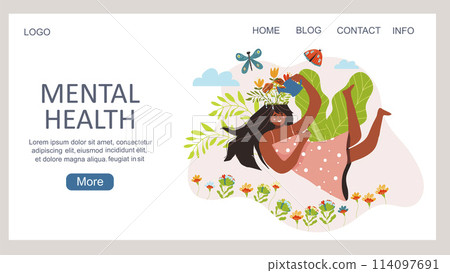 Mental health landing page in hand drawn style 114097691