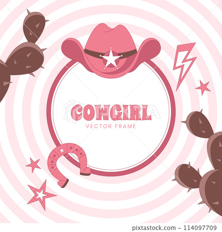 Cowgirl frame in hand drawn style 114097709