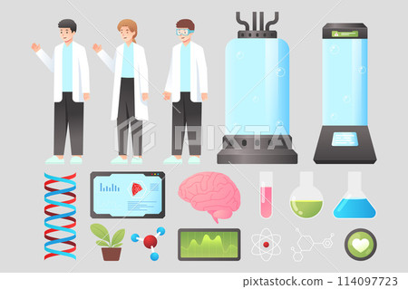 Biotechnology elements in flat design Biotechnology elements in flat design 114097723