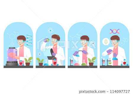 Biotechnology illustrations in flat design Biotechnology illustrations in flat design 114097727
