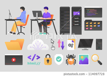 Backend elements in flat design 114097728
