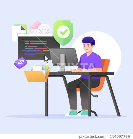 Backend illustration in flat design Backend illustration in flat design 114097729