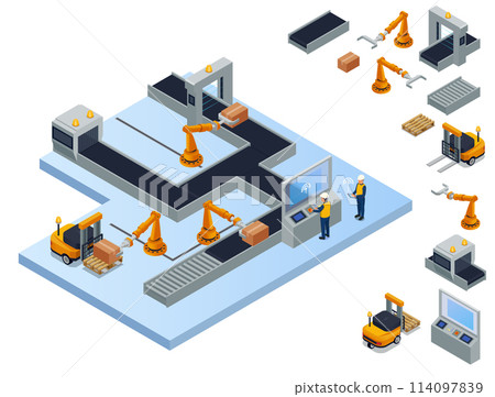 Smart industry illustrations and icons in isometric view 114097839