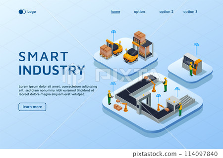Smart industry landing page in isometric view 114097840