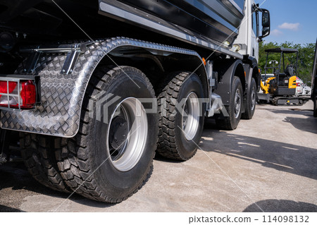 Back view of tipper truck 114098132