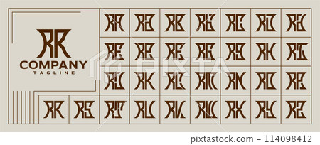 Set of vintage abstract company letter R RR logo 114098412