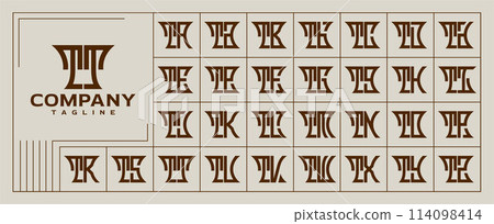 Set of vintage abstract company letter T TT logo 114098414