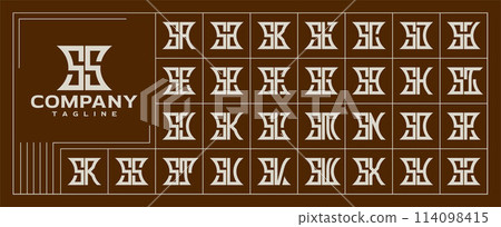 Set of vintage abstract company letter S SS logo 114098415