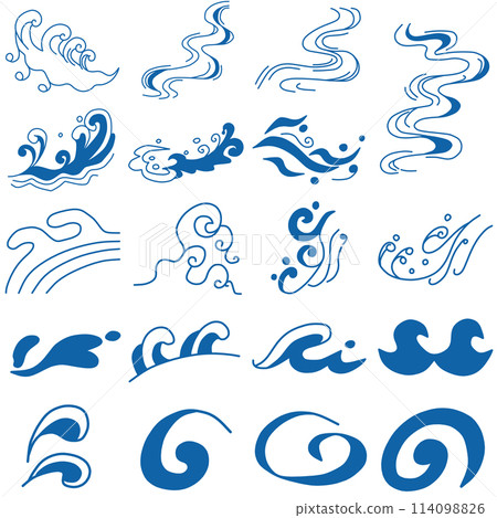 一組各種形狀的材料，靈感來自於水流，例如海浪。 114098826