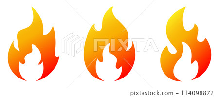 Set of Three Unique Fire Flames isolated on transparent Background. Olympic games elements. Vector illustration Set of Three Unique Fire Flames isolated on transparent Background. Olympic games elements. Vector illustration 114098872