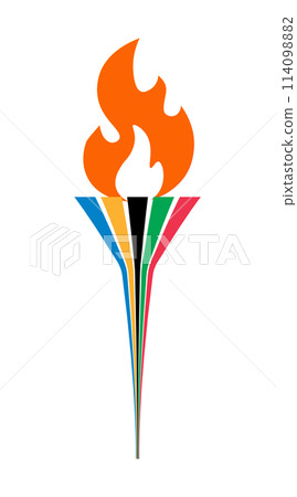 Olympic torch with flame, isolated on transparent background. The symbol of the Olympic Games. Flat design. Vector illustration Olympic torch with flame, isolated on transparent background. The symbol of the Olympic Games. Flat design. Vector illustration 114098882