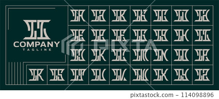 Retro line abstract shape initial letter I II logo set Retro line abstract shape initial letter I II logo set 114098896