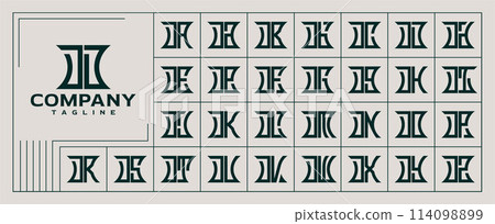 Retro line abstract shape initial letter D DD logo set 114098899