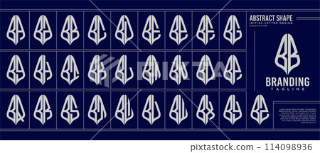 Set of luxury line curve abstract letter B BB logo monogram 114098936