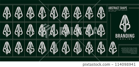 Geometric abstract shape initial R RR letter logo set 114098941