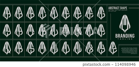 Geometric abstract shape initial T TT letter logo set 114098946