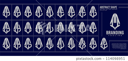 Set of luxury line curve abstract letter I II logo monogram 114098951