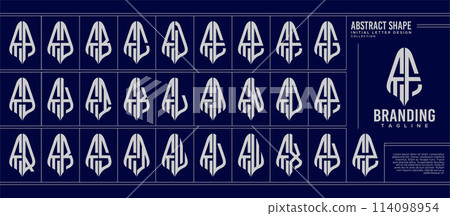 Set of luxury line curve abstract letter F FF logo monogram 114098954