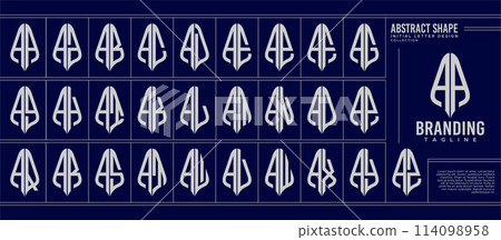 Set of luxury line curve abstract letter A AA logo monogram 114098958