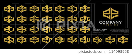 Elegant line initial lowercase letter E EE logo bundle 114098968