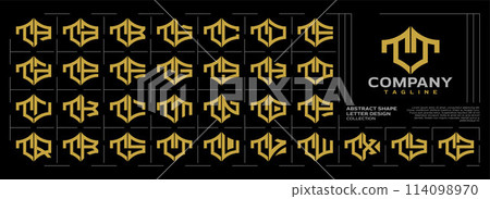 Elegant line initial letter T TT logo bundle 114098970