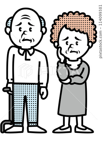 Illustration of an old man with a troubled face Illustration of an old man with a troubled face 114099381