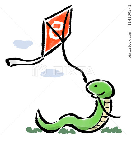 蛇放風箏，手作筆觸控圖 114100241