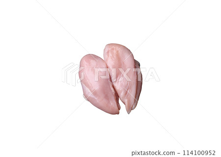 Fresh chicken fillet on a dark concrete table with spices and herbs 114100952