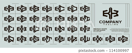 Luxury abstract shape letter K KK logo vector set 114100997