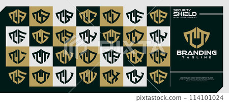 Modern security shield letter T TT logo bundle 114101024